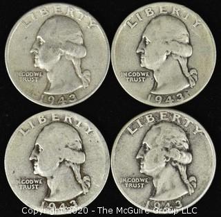 (4) 1943 Washington Quarters