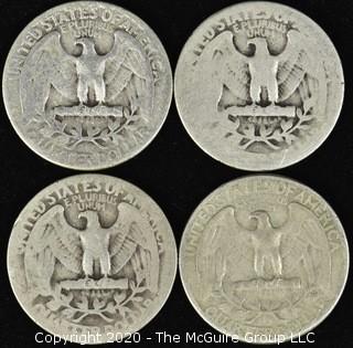 (4) 1934,42,43 Washington Quarters