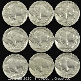 (9) 1937 Buffalo Nickels