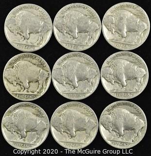 (9) 1926 Buffalo Nickels