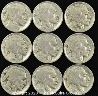 (9) 1926 Buffalo Nickels