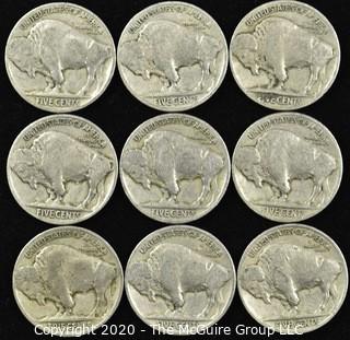 (9) 1926 Buffalo Nickels