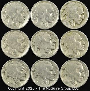 (9) 1926 Buffalo Nickels