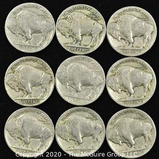 (9) 1926 Buffalo Nickels