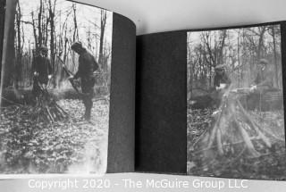 Antique Hand Made Leather Bound Photo Book Full of Black & White Pictures