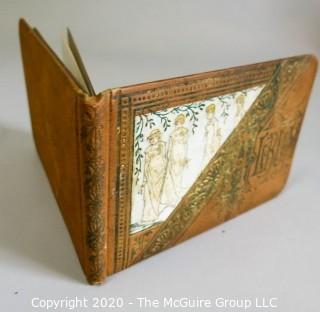 Antique Victorian Autograph Album with Signatures and Illustrations