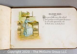 Antique Victorian Autograph Album with Signatures and Illustrations