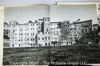 Pages from "Invitation to Venice" with an Introduction by Peggy Guggenheim, photographs by Ugo Mulas.  This lot includes many loose pages with black and white photographs of Venice. 