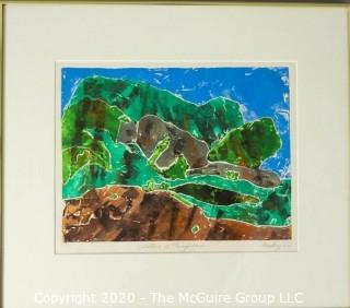 Original Framed & Matted Watercolor by JOAN MILLER LINSLEY (American, 1922-2000). Coastline at Ploughrescant, Signed and Dated 1994. Measure approximately 21" x 24" in frame.