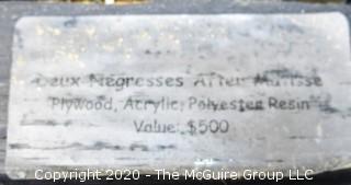 Deux Negresses After Mattisse, MARC ZIMETBAUM 1998 Plywood, Acrylic & Resin Figural Sculpture. Measures approximately 14" x 23".