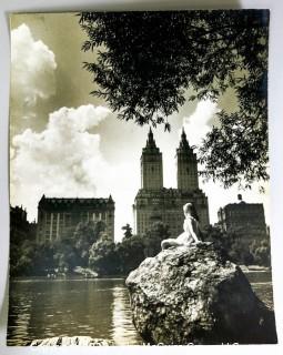 Vintage Large Format Black & White Photo of The Pond, New York City Central Park by Rickerby.  Measures approximately 10" x 13".  