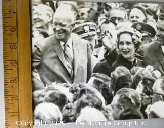 Black & White Large Format Photograph, President Eisenhower and Vice President Nixon & Mrs. Nixon, May 1958 by A. Rickerby.  Measures approximately 8" x 11".