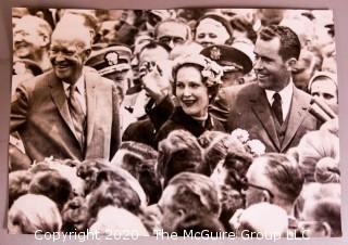 Black & White Large Format Photograph, President Eisenhower and Vice President Nixon & Mrs. Nixon, May 1958 by A. Rickerby.  Measures approximately 8" x 11".