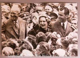 Black & White Large Format Photograph, President Eisenhower and Vice President Nixon & Mrs. Nixon, May 1958 by A. Rickerby.  Measures approximately 8" x 11".