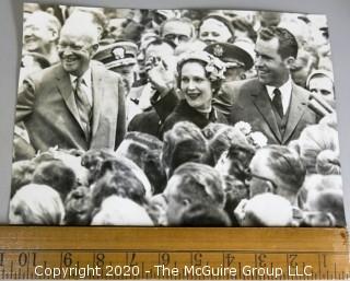 Black & White Large Format Photograph, President Eisenhower and Vice President Nixon & Mrs. Nixon, May 1958 by A. Rickerby.  Measures approximately 8" x 11".