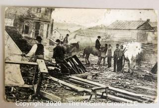 Pair of Two Antique Photo Post Cards RPPC - Aftermath of Johnstown Pennsylvania Flood, 1889.  Posted.