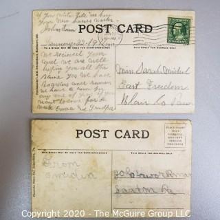 Pair of Two Antique Photo Post Cards RPPC - Aftermath of Johnstown Pennsylvania Flood, 1889.  Posted.