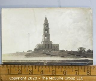 Vintage Black & White Photograph of Construction of Masonic Temple in Alexandria VA 1922.  Some damage in corner.   