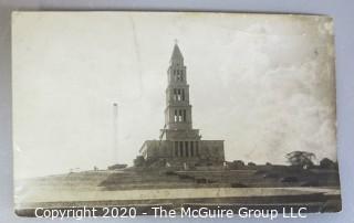 Vintage Black & White Photograph of Construction of Masonic Temple in Alexandria VA 1922.  Some damage in corner.   