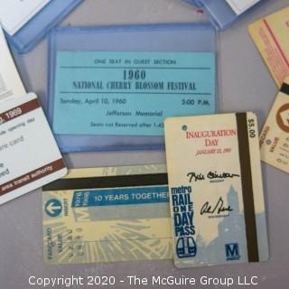 Collection of Vintage Washington DC Tickets and Passes for the White House, Cherry Blossom, Metro Opening, etc. 