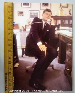 Color Large Format Photograph of John F Kennedy in Oval Office, Taken for Life Magazine by A. Rickerby. Mounted on Board.  Measures approximately 11" x 16".