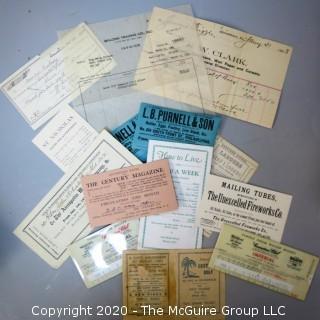 Collection of Vintage Advertising Trading Cards, Receipts, Labels etc. 