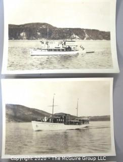 Six Vintage Black & White Photographs of Boats on Lake, Truss Bridge and Boat Launch.  Measure approximately 5" x 7".