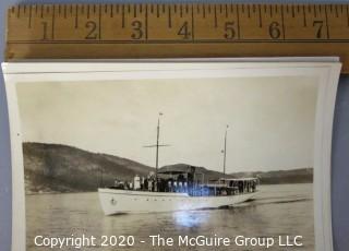 Six Vintage Black & White Photographs of Boats on Lake, Truss Bridge and Boat Launch.  Measure approximately 5" x 7".