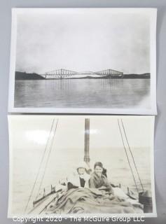 Six Vintage Black & White Photographs of Boats on Lake, Truss Bridge and Boat Launch.  Measure approximately 5" x 7".