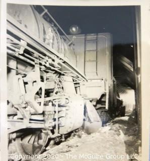 Group of Vintage Black & White Photos of Men Clearing Snow from Train Tracks and Invitation to Party for District Engineers Office, Alaska 1943. 