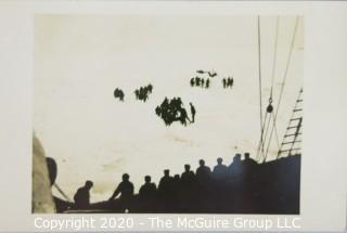 Four Antique Black & White Photographs of Ship and Sailors Ice Bound.  