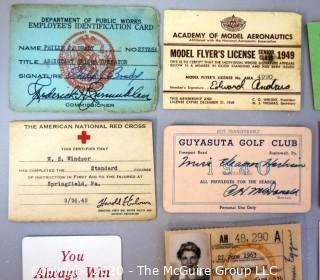 Collection Vintage Membership Cards, Identification Cards, Event Tickets, Etc.