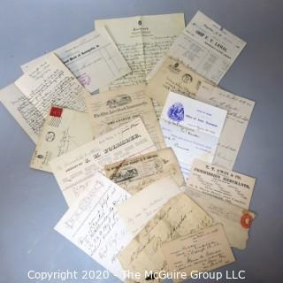 Collection of Ephemera Including Receipts, Letters, Invoices, Etc.