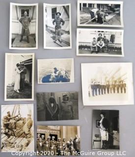 Set of Vintage Family Photo Album Pictures of Men and Women in Uniform and Service.