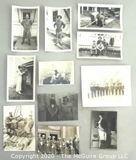 Set of Vintage Family Photo Album Pictures of Men and Women in Uniform and Service.