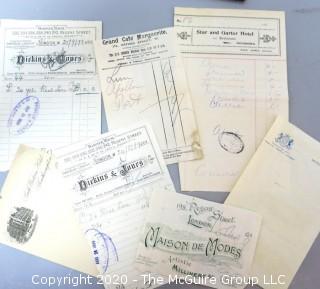 Group of Antique London Brochures, Receipts and Ephemera.  Includes Tour Book for Madame Tussaud's Exhibition.