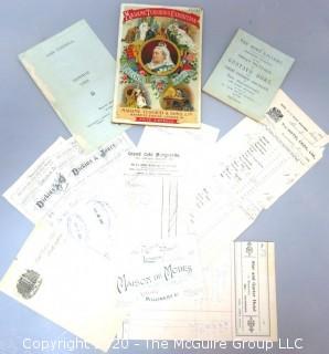 Group of Antique London Brochures, Receipts and Ephemera.  Includes Tour Book for Madame Tussaud's Exhibition.