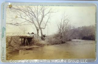 Group of Four Black & White Sepia Tone Cabinet Cards Featuring Landscapes.  Includes Yonkers, NY; Governors Island, NY; Lake Carasaljo, Lakewood, NJ; Swannanoa River, NC. 