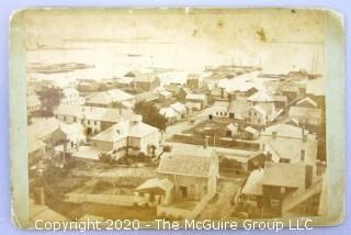 Group of Four Black & White Sepia Tone Cabinet Cards Featuring Landscapes.  Includes Yonkers, NY; Governors Island, NY; Lake Carasaljo, Lakewood, NJ; Swannanoa River, NC. 