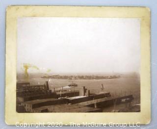 Group of Four Black & White Sepia Tone Cabinet Cards Featuring Landscapes.  Includes Yonkers, NY; Governors Island, NY; Lake Carasaljo, Lakewood, NJ; Swannanoa River, NC. 