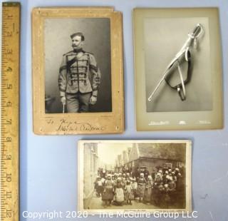 Lot of Three Black & White Sepia Tone Cabinet Card Photographs.  