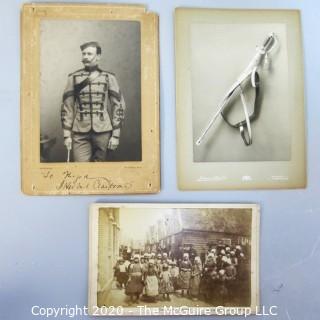 Lot of Three Black & White Sepia Tone Cabinet Card Photographs.  