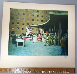 Large Format Matted Color Photograph by R. Donald Reed of Inauguration of Building at NIH in Bethesda, MD.  Dated September 27, 1950.