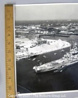 Vintage Large Format Black & White Photograph of USS Alabama Navy Battleship. 