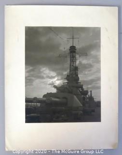 Matted Vintage Black & White Photo of Navy Battleship.  Measures approximately 11" x 14".
