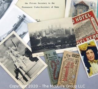 Collection of Vintage European Ephemera Including Tickets to the Queens Birthday Parade of 1961 and Paper London Tube Tickets.