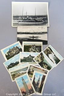 Group of Vintage Postcards Including Mini Postcards from Massachusetts and 2 Real Photo Postcards RPPC. 