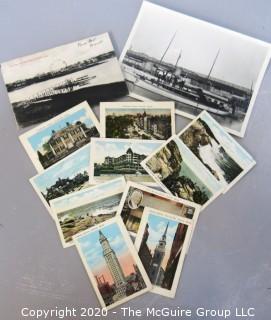 Group of Vintage Postcards Including Mini Postcards from Massachusetts and 2 Real Photo Postcards RPPC. 