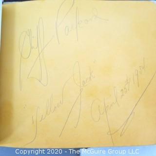 Antique Leather Bound Autograph Book with Signatures.  Includes Several Celebrities of the Era including Leslie Howard & Fanny Brice.