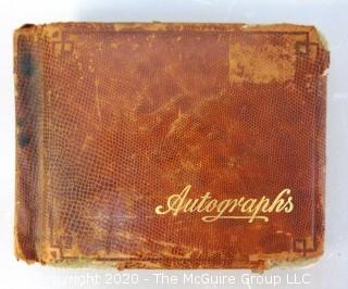 Antique Leather Bound Autograph Book with Signatures.  Includes Several Celebrities of the Era including Leslie Howard & Fanny Brice.